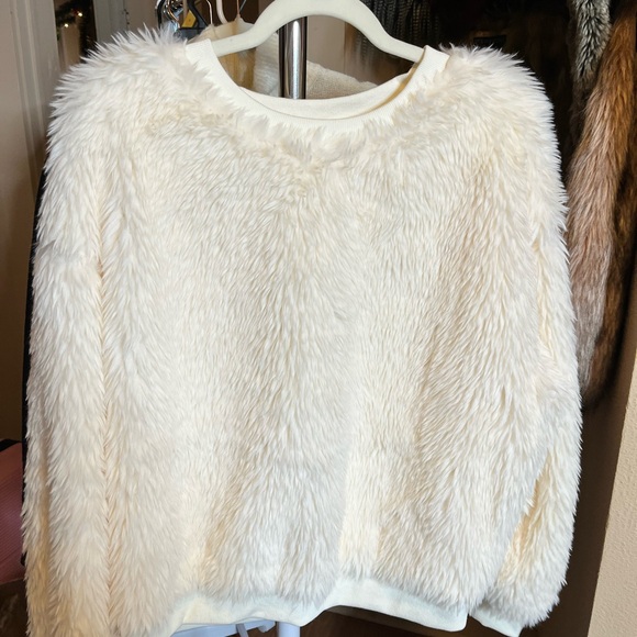 easel Sweaters - Easel Cream Faux Fur Sweater